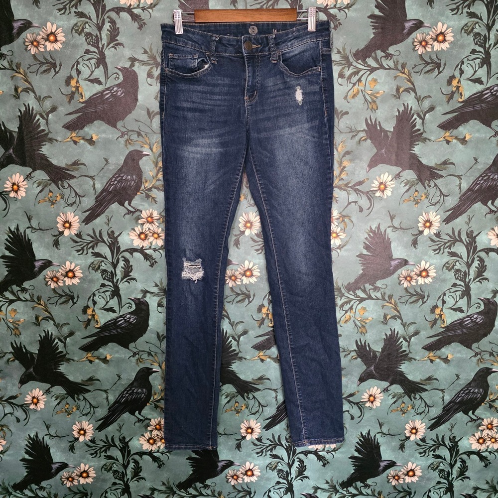 SO Skinny Jeans Ripped Distressed Dark Wash Denim Slim Fit Grunge Edgy 28x28